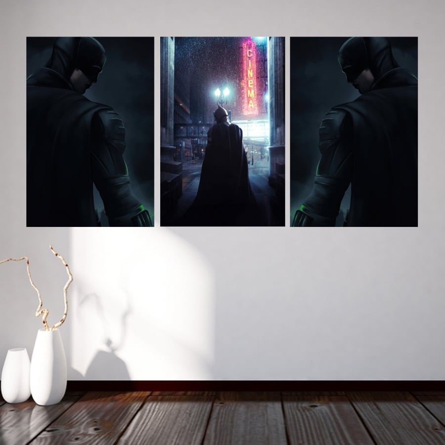 ثلاث لوحات قماشية بتصميم فلم The batman