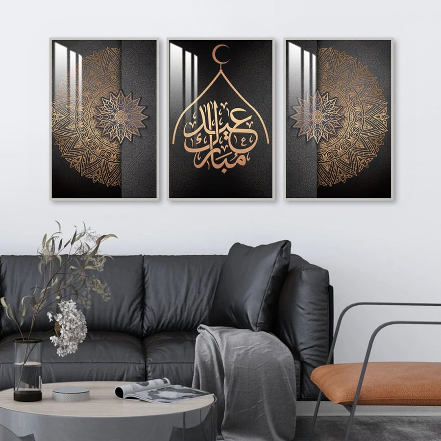Three wall panels with frame and clear acrylic