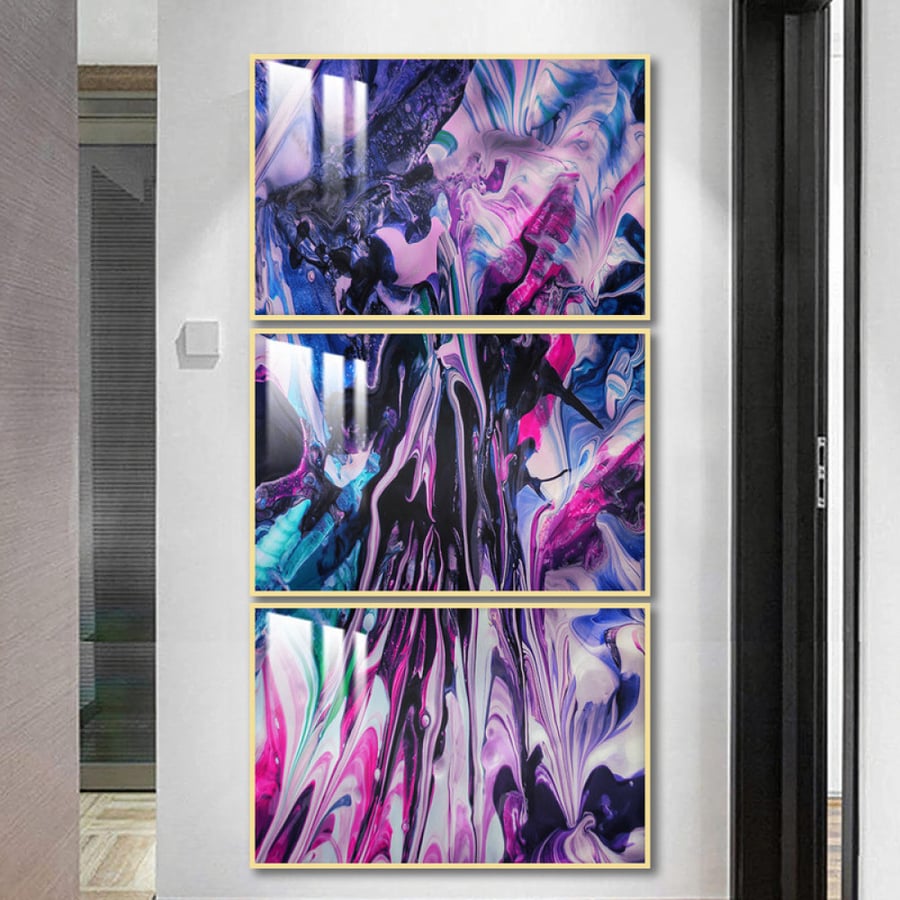 Three wall panels with frame and clear acrylic