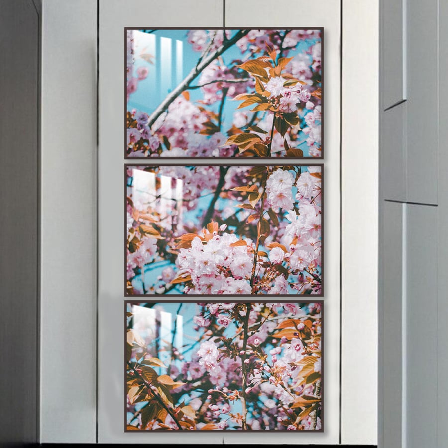Three wall panels with frame and clear acrylic
