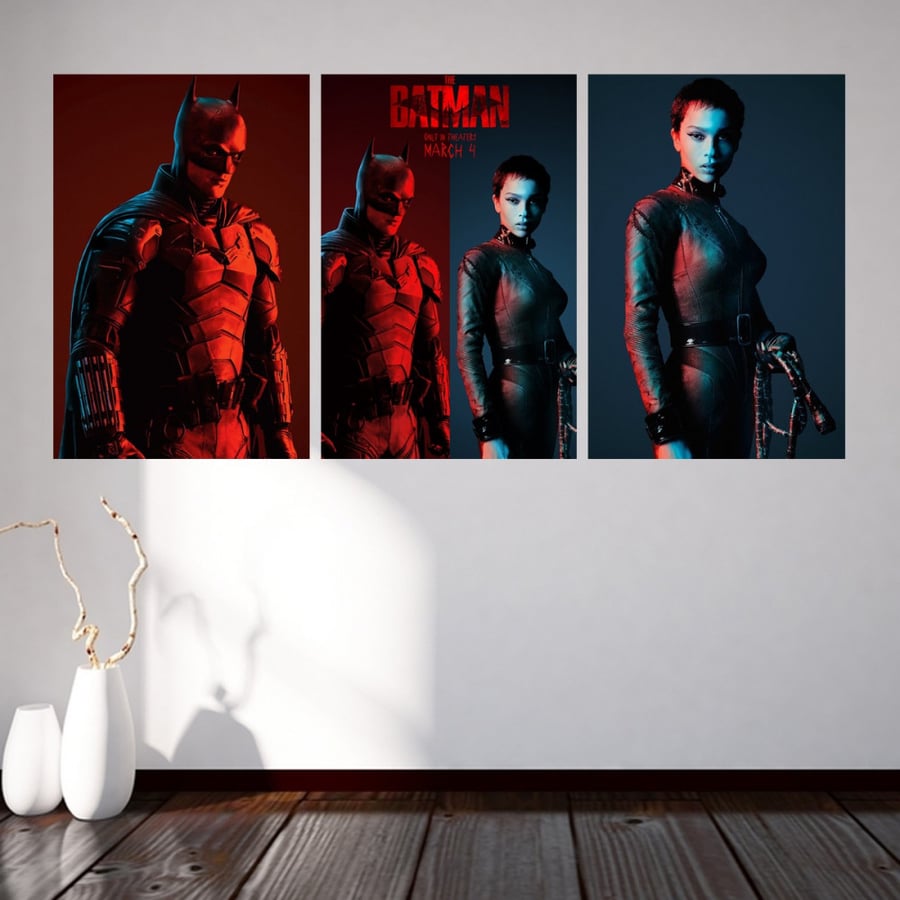 ثلاث لوحات قماشية بتصميم فلم The batman