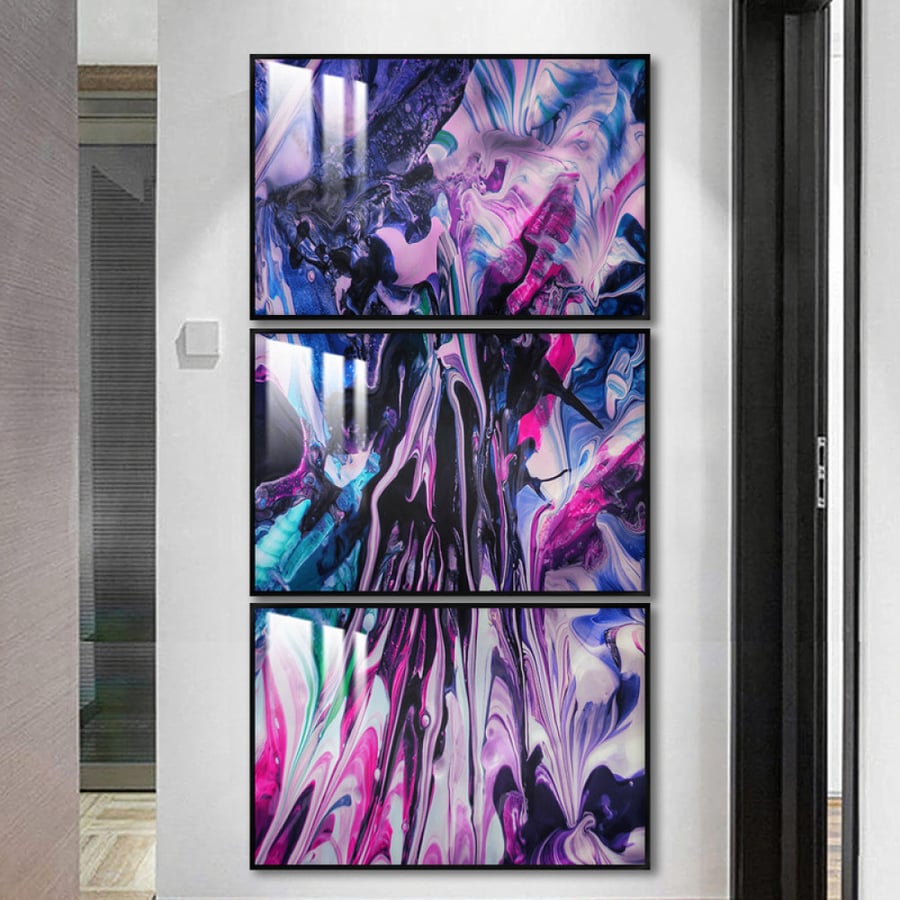 Three wall panels with frame and clear acrylic