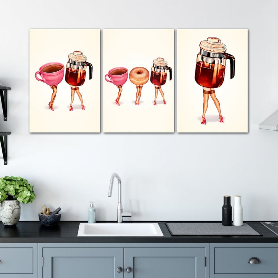 Three pop art canvas paintings