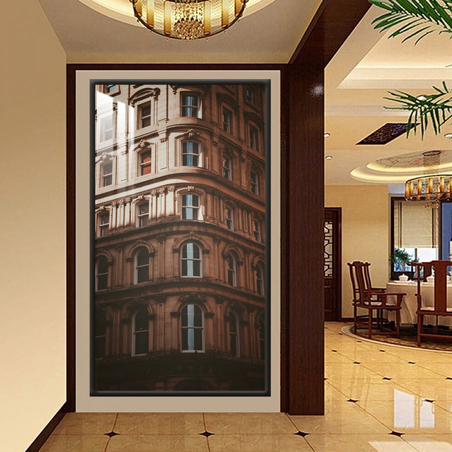 Wall art with modern design, frame, and acrylic layer