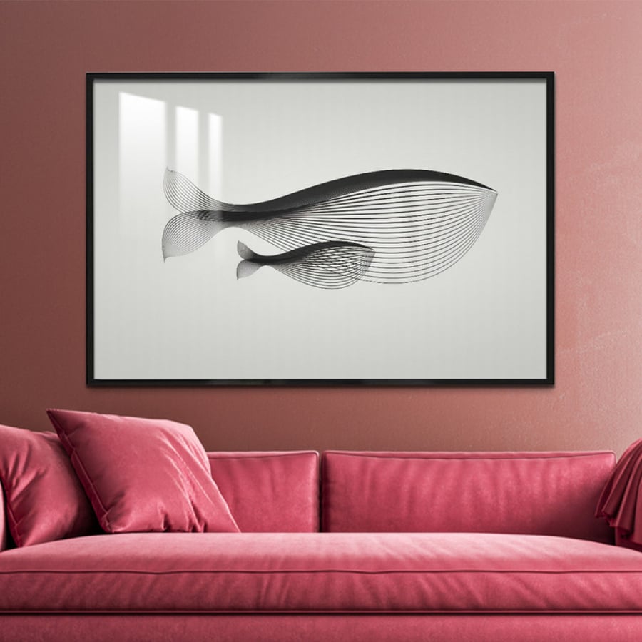 Wall art with modern design, frame, and a layer of acrylic
