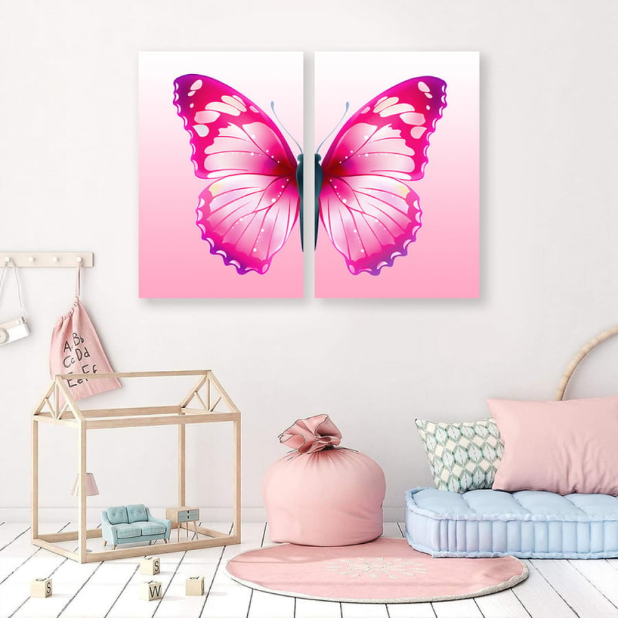 A dual fabric panel with a butterfly design