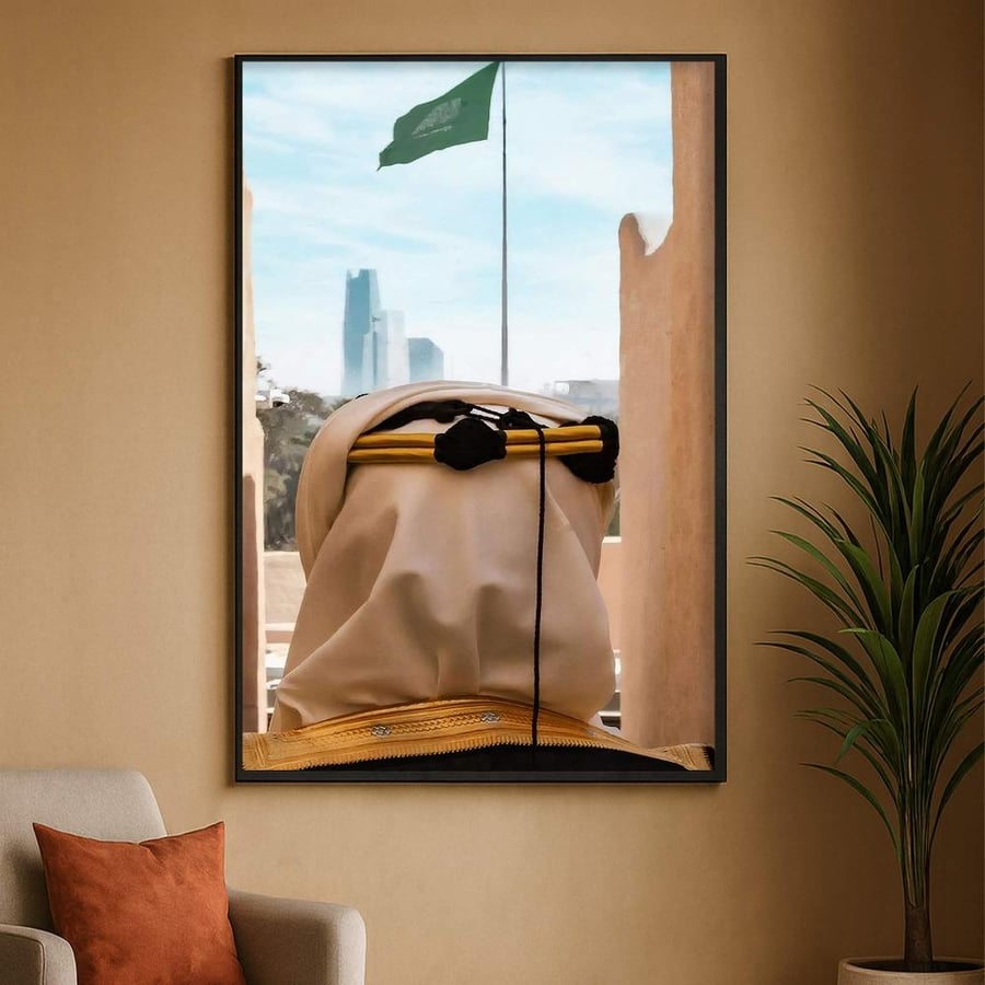 لوحة قماشية بتصميم التراثي مع برواز مجوف
