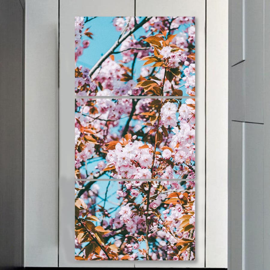 Three canvas paintings with nature design
