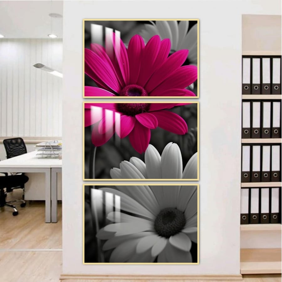 Three wall panels with frame and clear acrylic