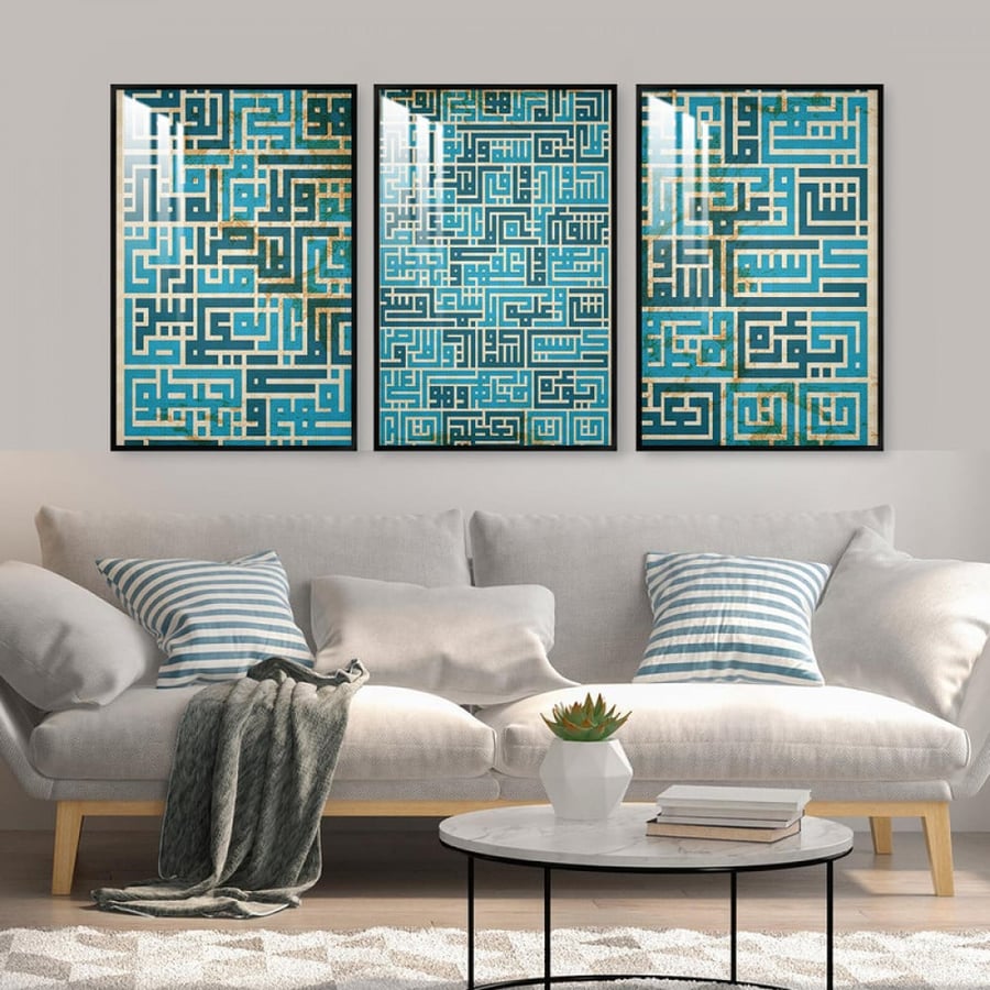 Three wall panels with frame and clear acrylic