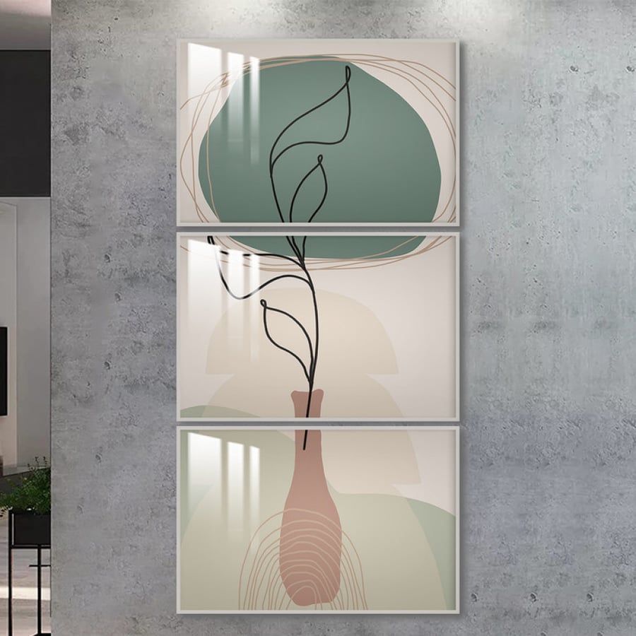 Three wall panels with frame and clear acrylic