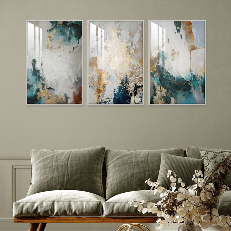 Three wall panels with frame and clear acrylic