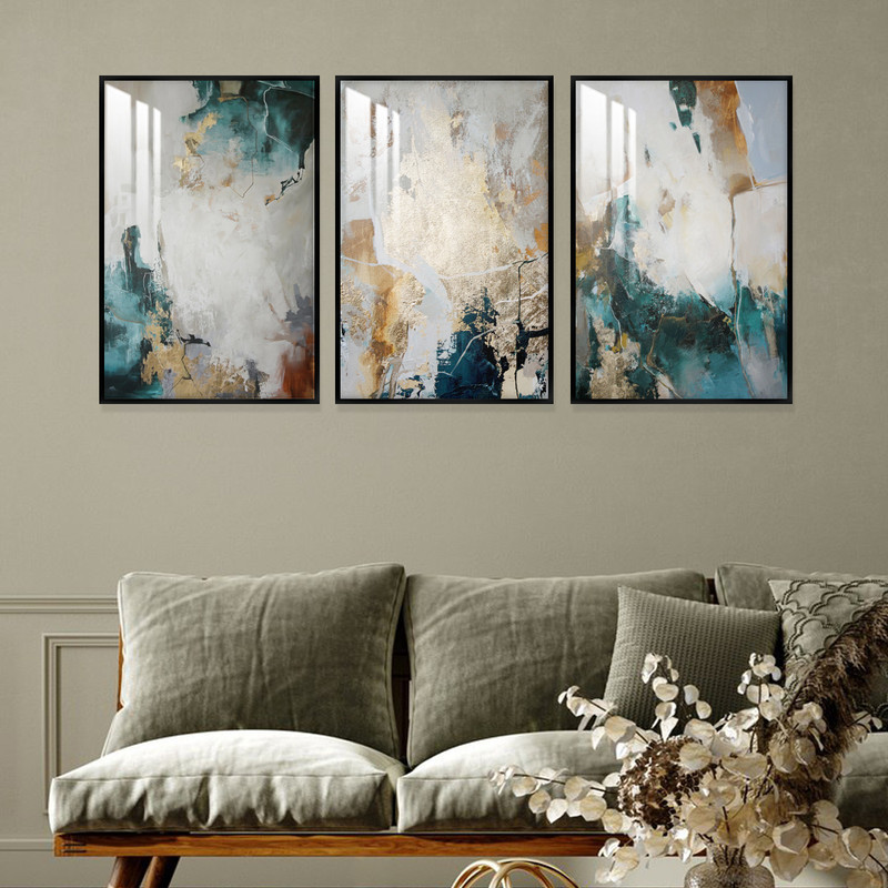 Three wall panels with frame and clear acrylic