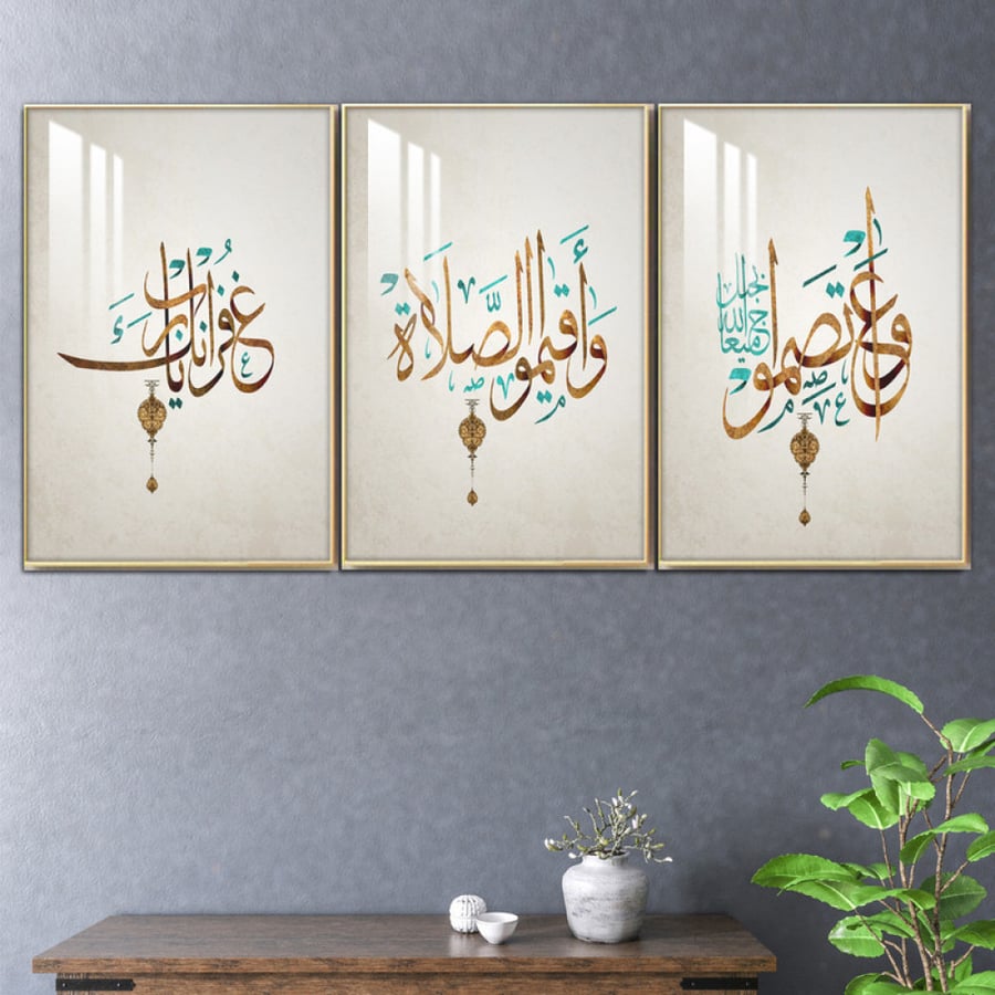 Three wall panels with frame and clear acrylic