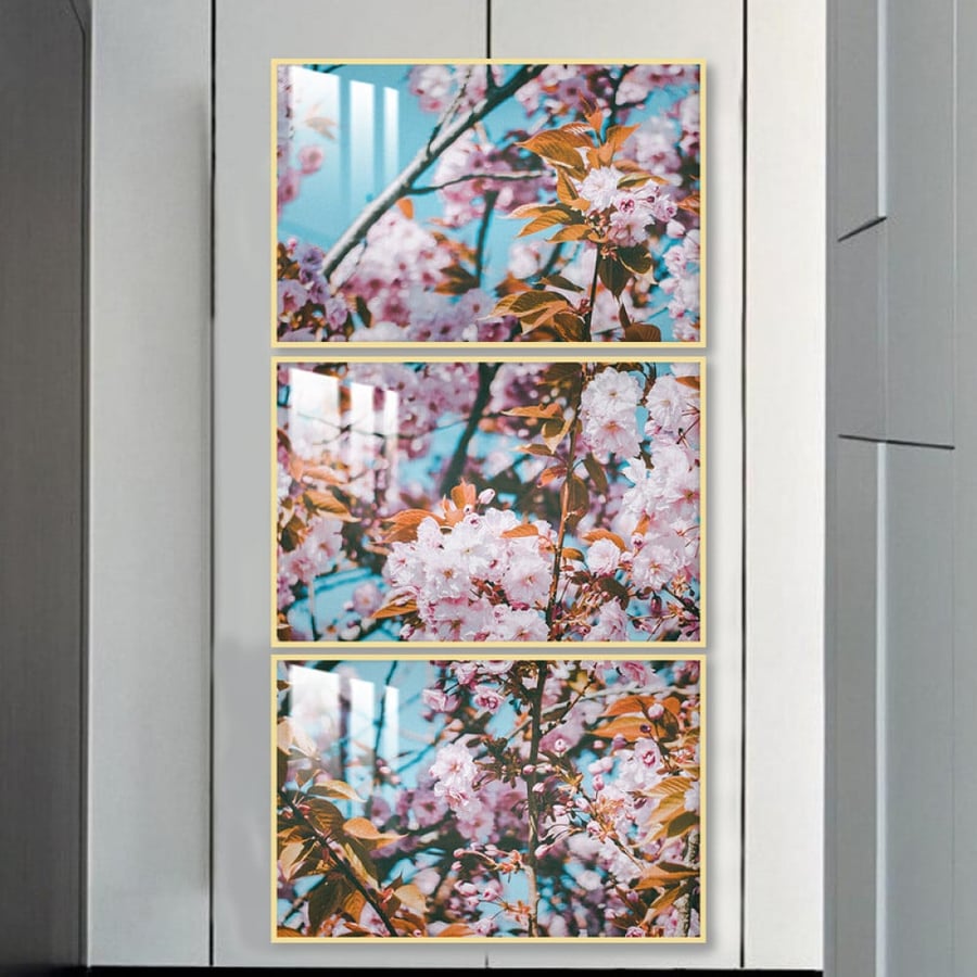 Three wall panels with frame and clear acrylic