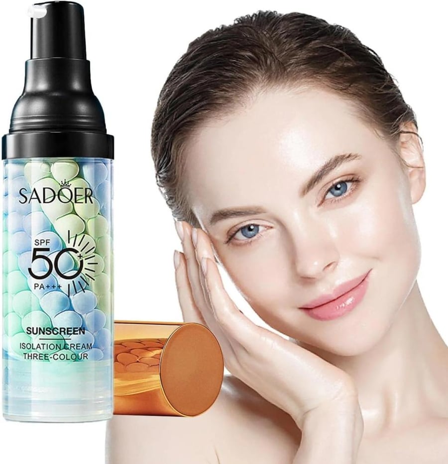 Sadoer SPF 50+ PA+++ كريم عزل للحماية من الشمس بثلاثة ألوان