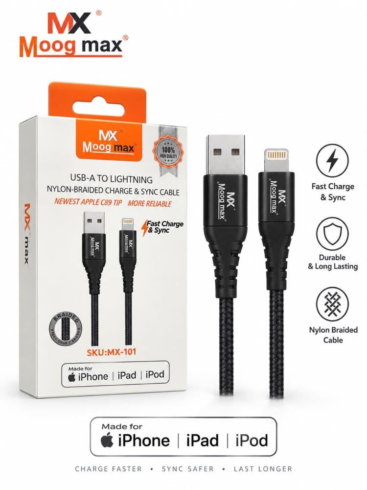 كيبل آيفون Lightening قماشي من MoogMax