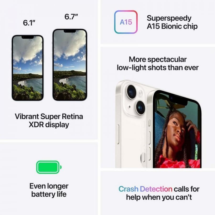 Apple - iPhone 14, fifth generation, 128 GB. Multiple colors