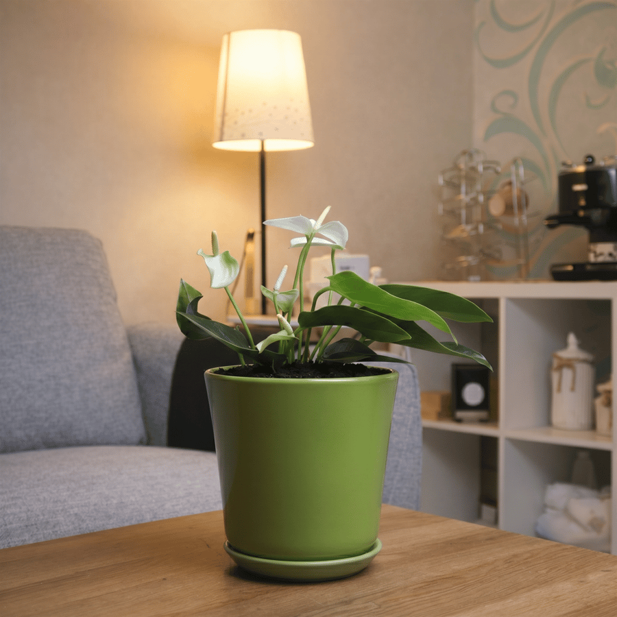 #21 Anthurium white with green pot