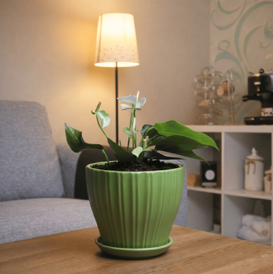 #25 Anthurium white with green pot