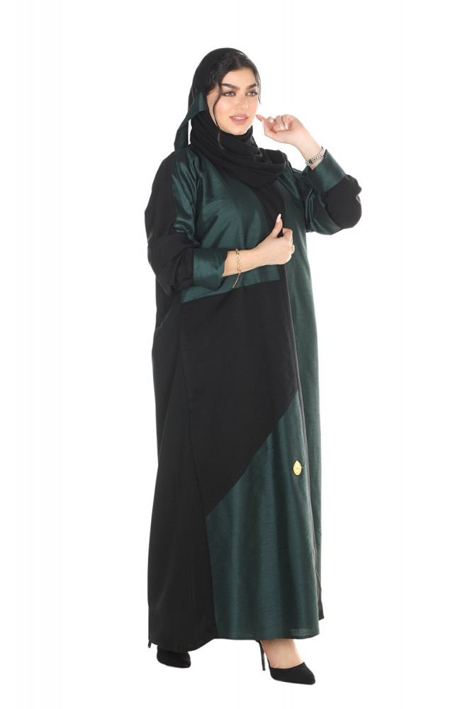عباية ملونة منسوجة من قماش الصالونا الكوري الأصلي مع طرحتها.