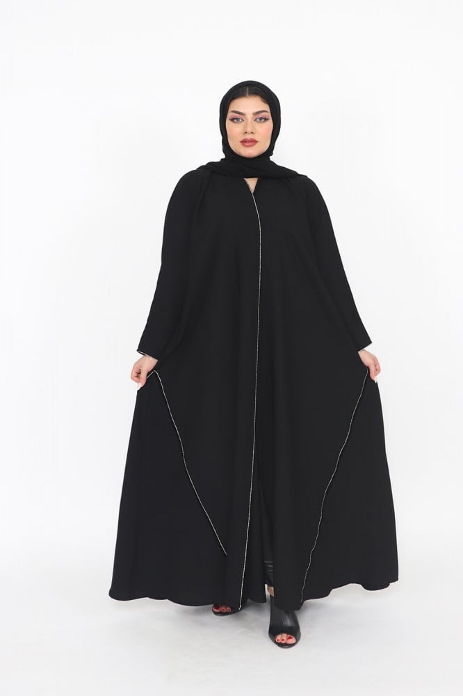 عباية منسوجة من قماش لمسة حرير مع طرحتها