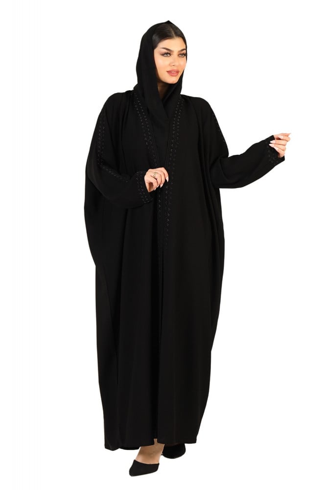 عباية واسعة منسوجة من القماش الملكي الفاخر مع طرحتها