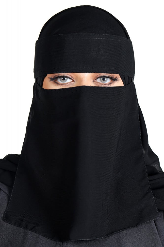 نقاب وسط بمغاط واحد لاصق ومقوى