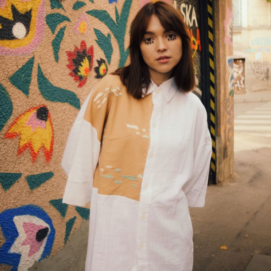 D01–11 Embroidered Asymmetrical Top