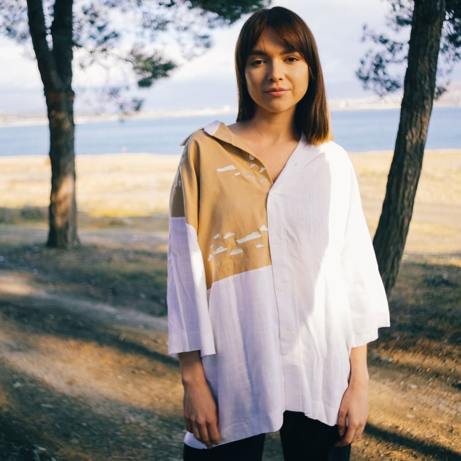 D01–11 Embroidered Asymmetrical Top