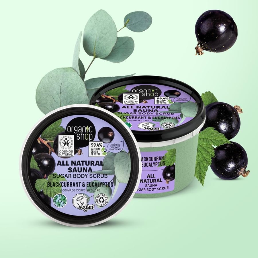 Organic Shop Natural Body Exfoliator Sauna with Black Currant and Eucalyptus 250 ml
