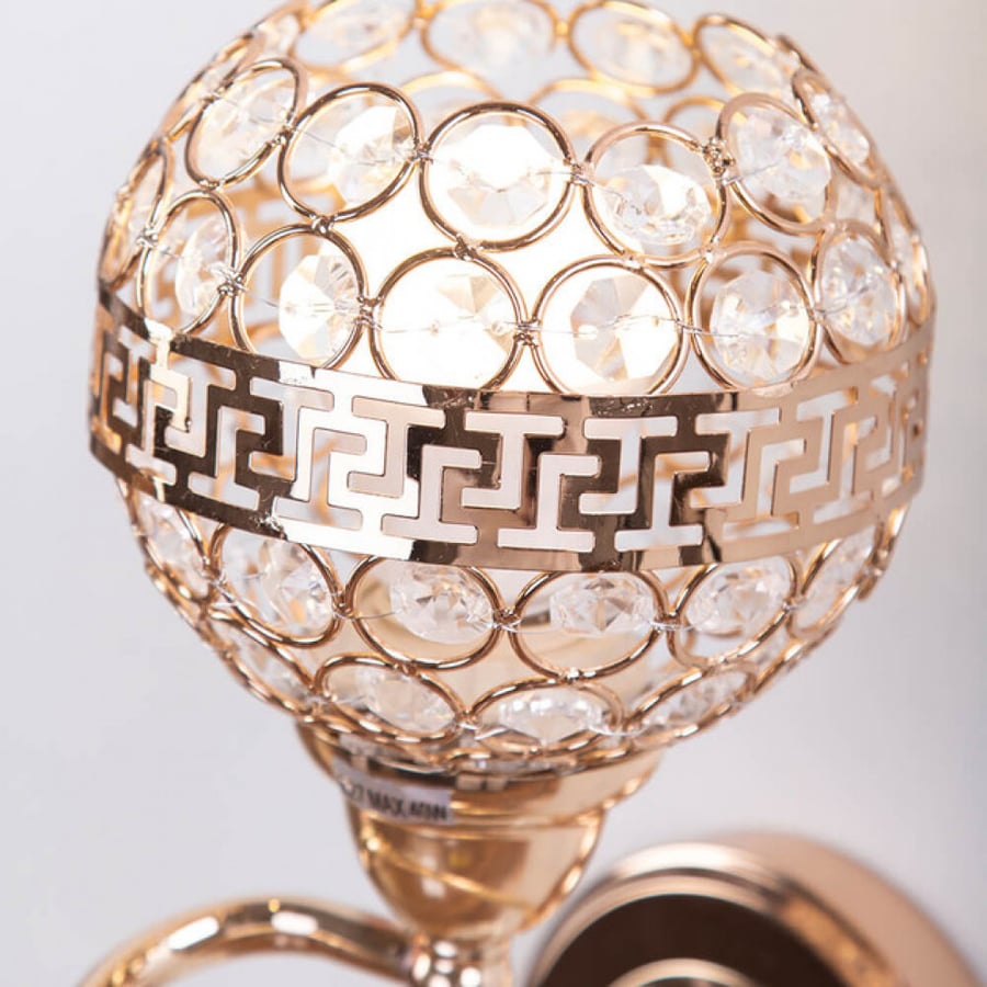 Single Classic Gold Wall Light with Crystal Circles