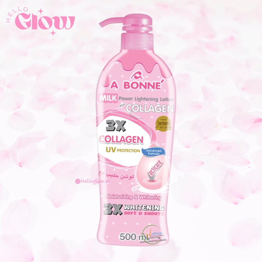 لوشن تفتيح الجسم بالحليب والكولاجين من ابوني - A BONNE Milk Power Lightening W/ Collagen Lotion 500ml
