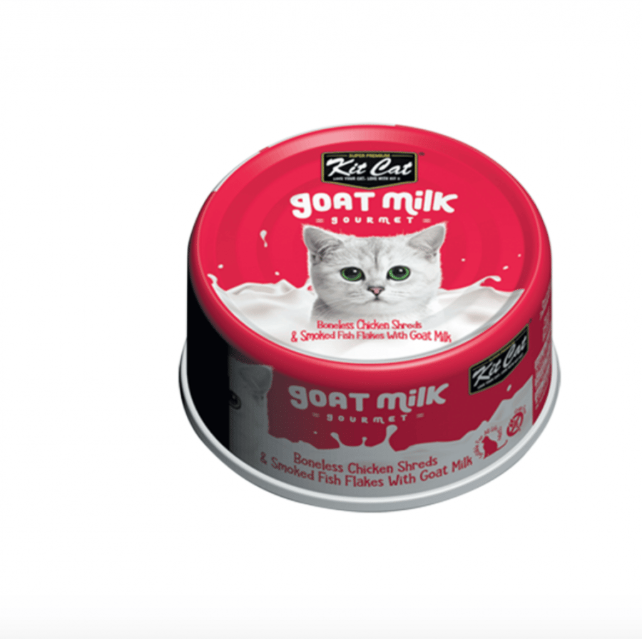 كرتون كت كات معلبات  شرائح الدجاج مع سمك مدخن و حليب الماعز 70g