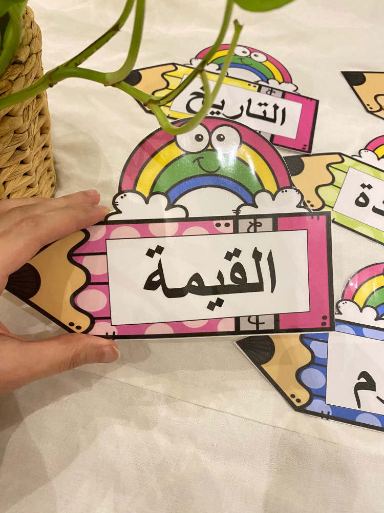 بطاقات ترتيب وتنظيم السبورة ( ستة بطاقات مقاس 14*19سم طباعة ملونة ومغلفة حراريًا ) يمكن تغيير العناوين عبر إرفاق ملاحظة اسفل المنتج عند الطلب