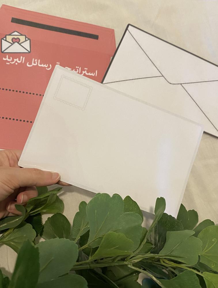 استراتيجية البريد ( بطاقة صندوق بريد + بطاقتين رسائل البريد طباعة ملونة ومغلفة حراريًا يمكن الكتابه عليها بقلم السبورة ومزودة بمغناطيس