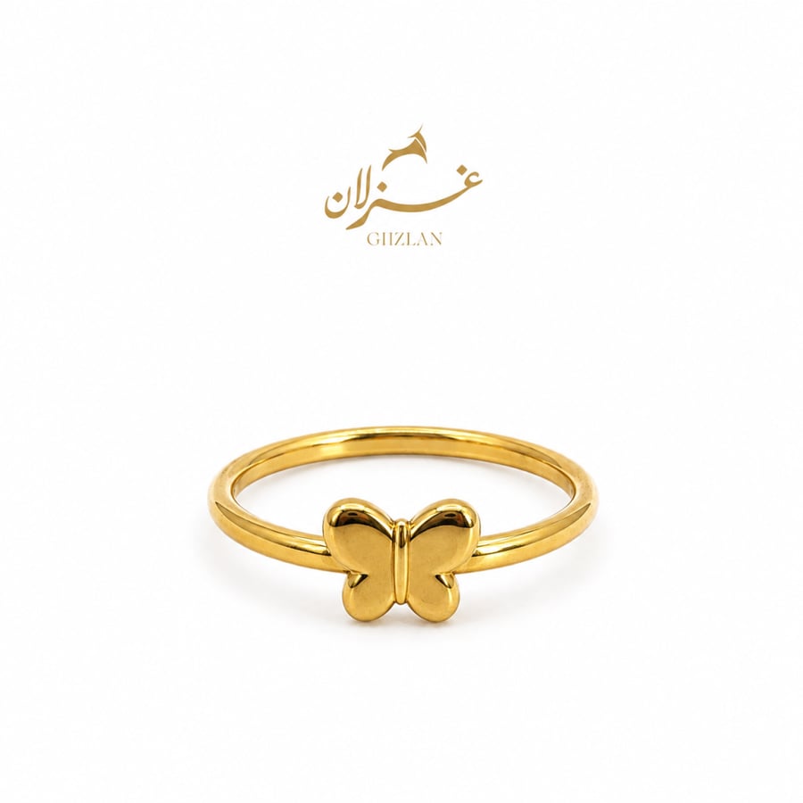 خاتم إيطالي بتصميم الفراشة ذهب عيار 18 رقيق