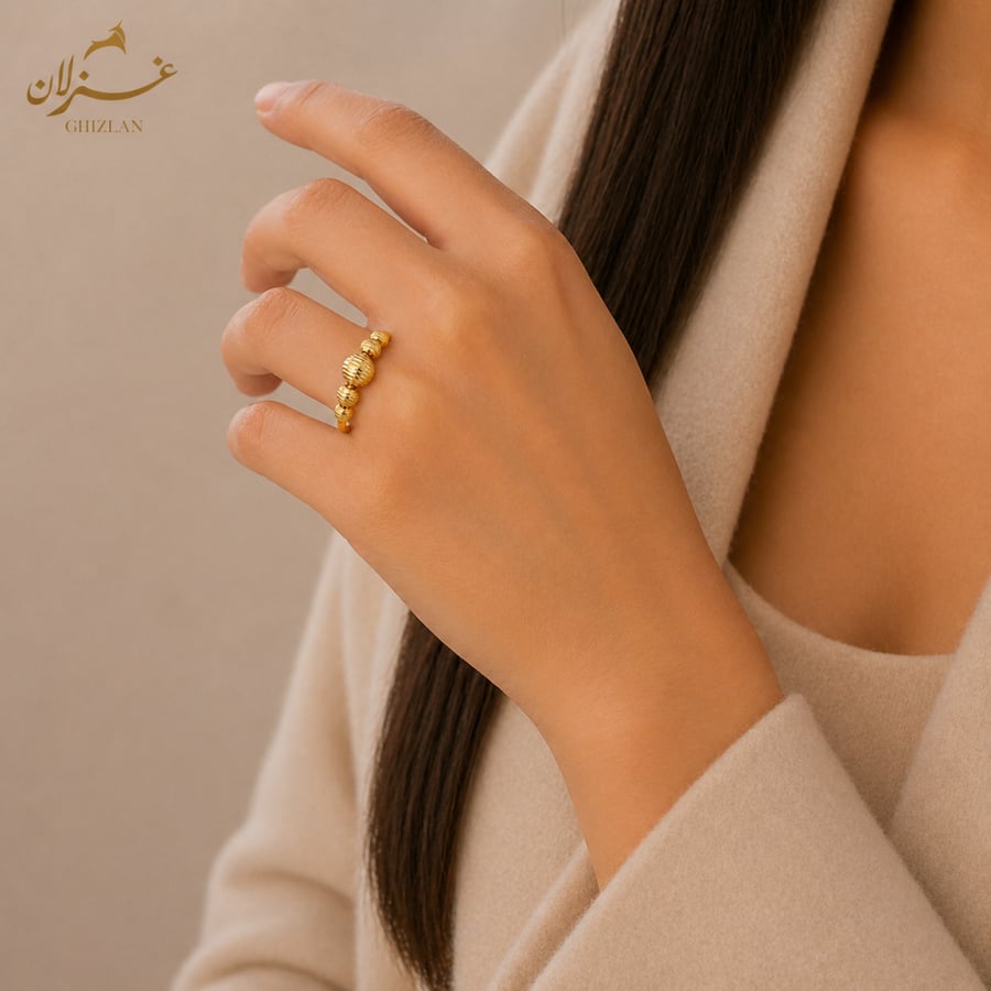 صورة خاتم كور ذهب عيار 21 عريض