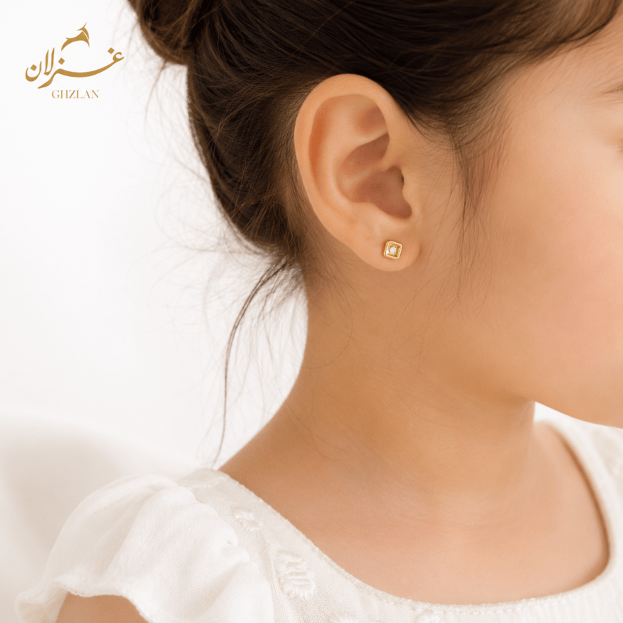 حلق اطفال ذهب عيار 18 طبي مضاد للتحسس