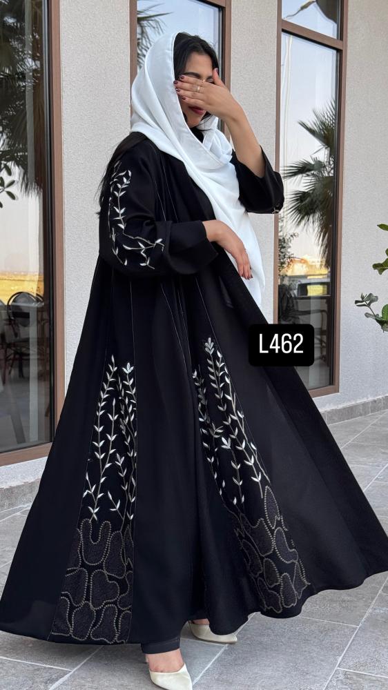 Abaya crepe special embroidery computer double flare story