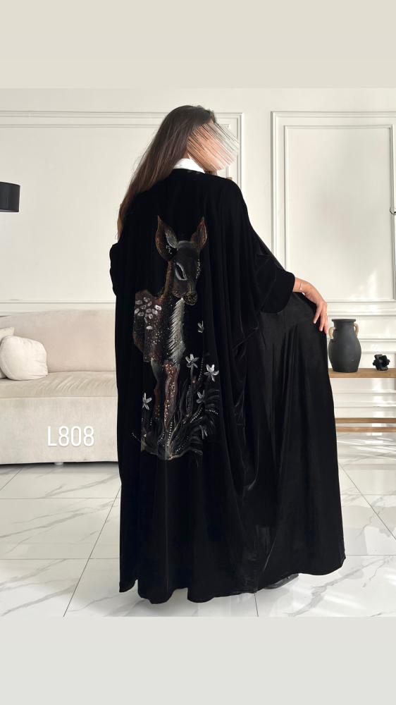 عباية مخمل رسم يدوي وشك يدوي قصة بشت