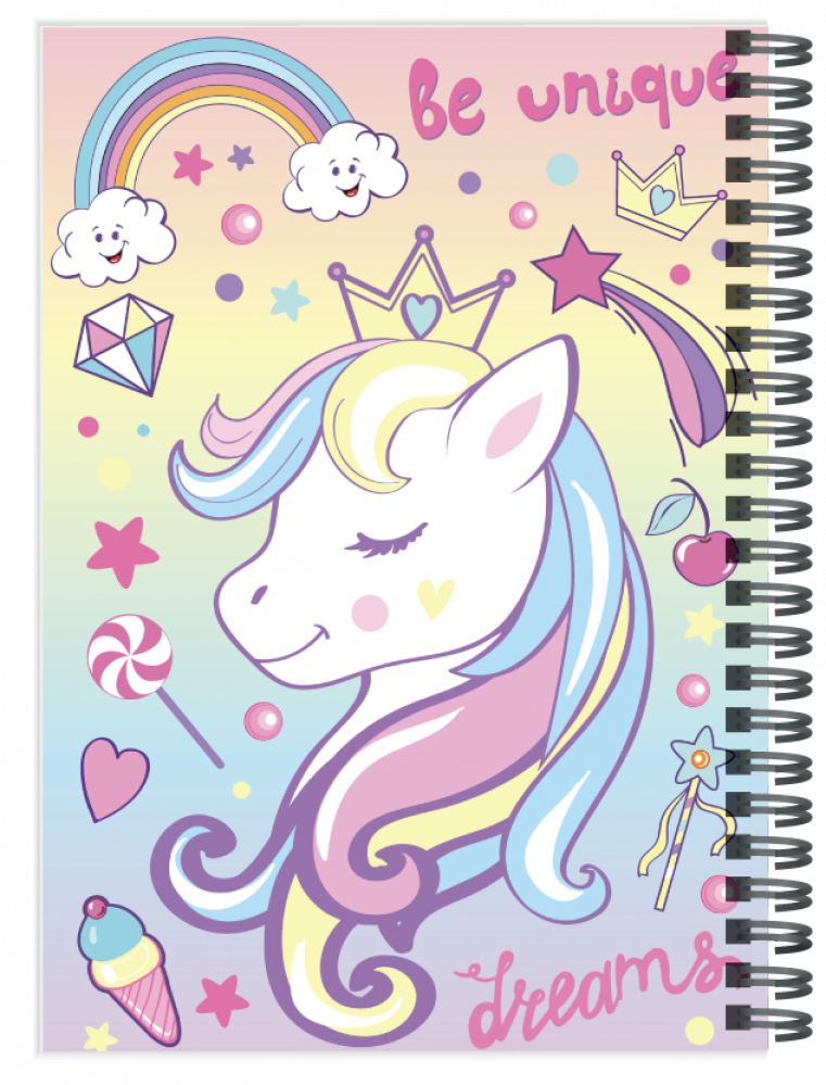 Plastic notebook unicorn shiny 40 pages B5
