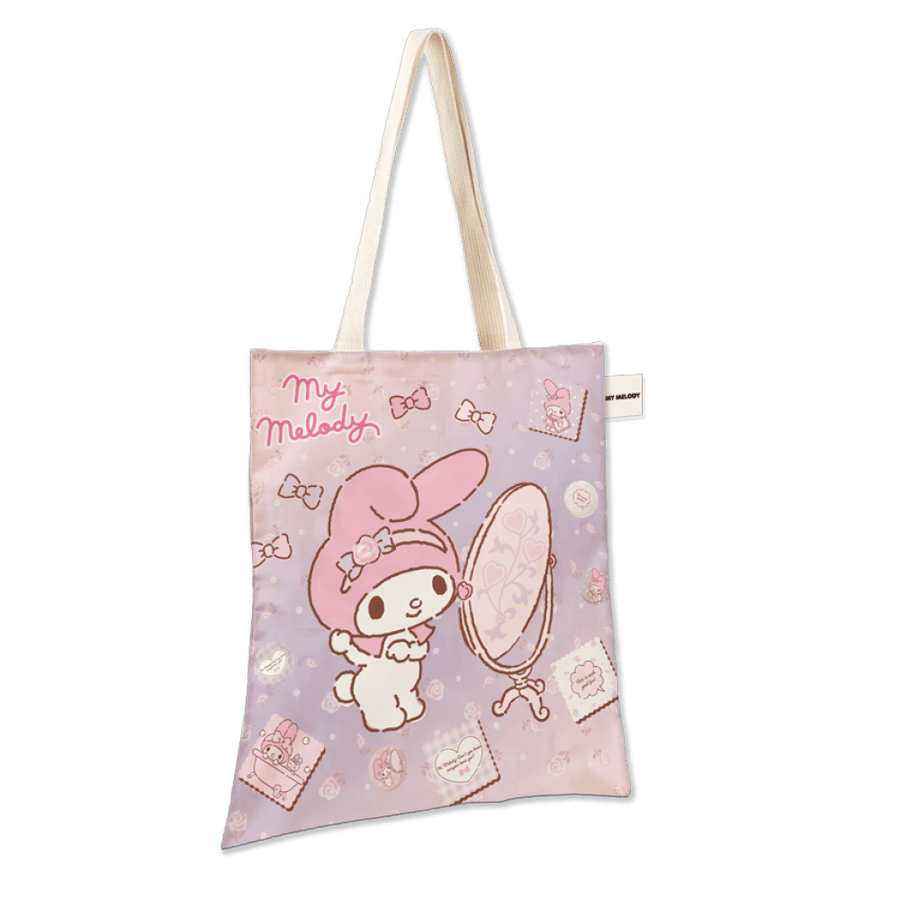 حقيبة تسوق قابلة لإعادة الاستخدام من ماي ميلودي (MY MELODY) – حقيبة صديقة للبيئة ومتينة مع تصميم شخصية لطيفة – مثالية للبقالة والسفر والاستخدام اليومي