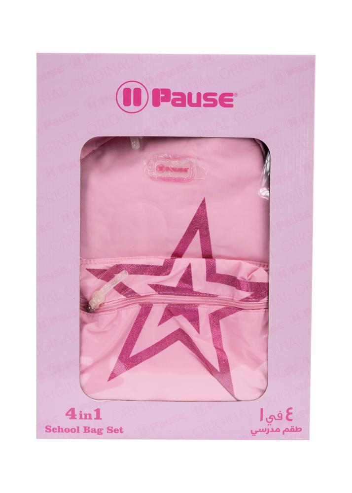 4 in 1 17-inch backpack set – pink stars