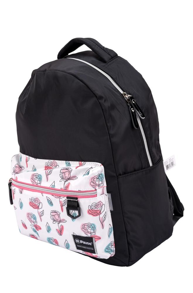 4 in 1 17-inch backpack set – black flowers