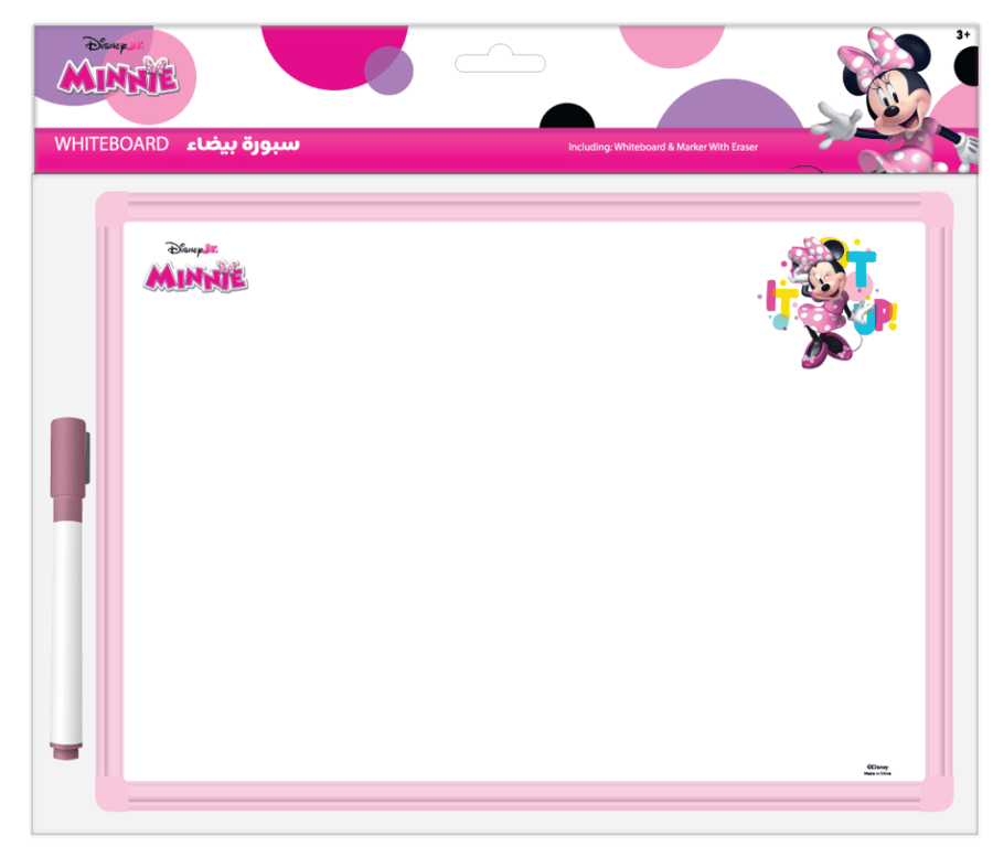 سبورة بيضاء A4 من ميني ماوس (MINNIE MOUSE) – تصميم منقط ممتع – مثالية للمدرسة والمنزل والمكتب