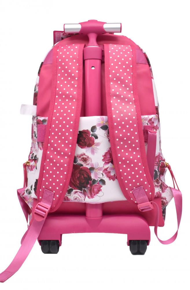 Trolley Bag 18.5 Inch Pink Leather Pause Backpack