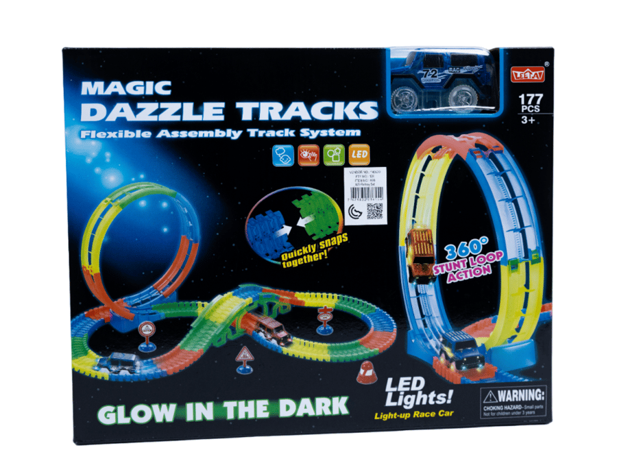 Race track set with 177 pieces with a car, flexible pieces, an ideal gift for girls and boys, for ages 3 years and above