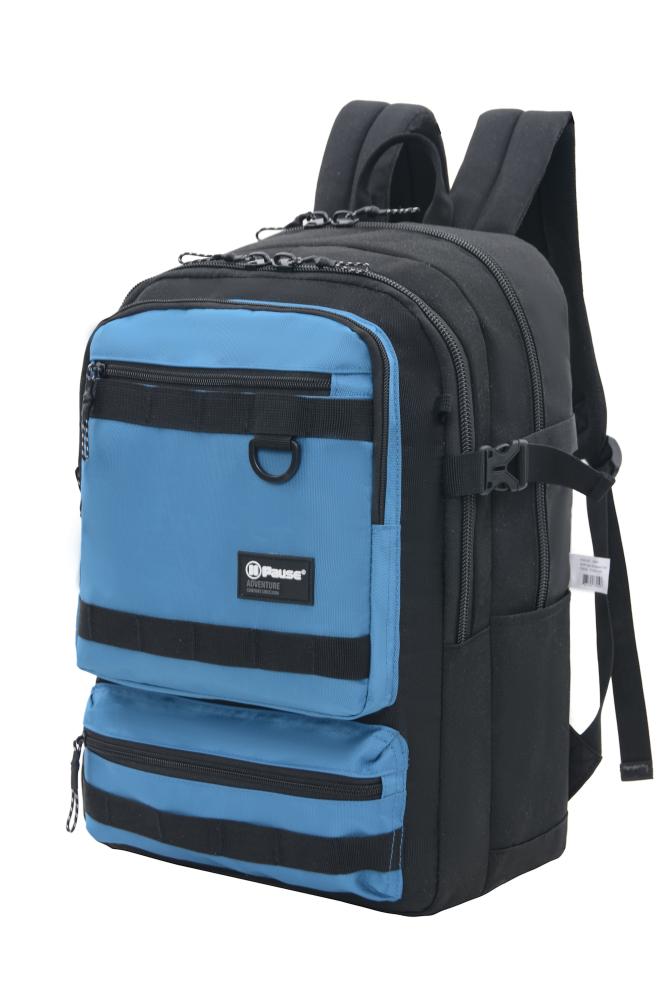 Bag backpack 19" with striped blue and black
