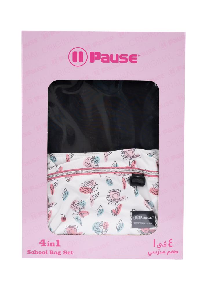 4 in 1 17-inch backpack set – black flowers